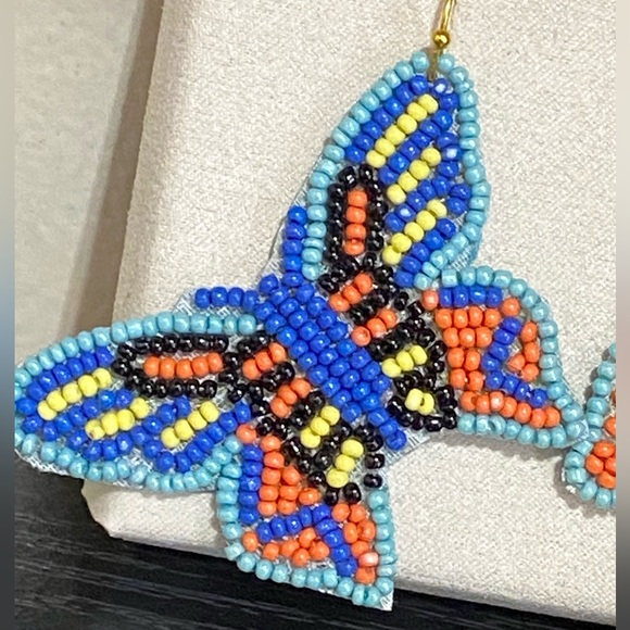 🎉❤️Multicolor Beaded Butterfly Earrings - Picture 2 of 3
